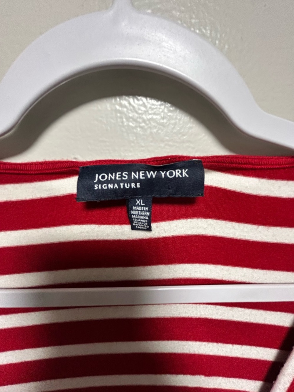 Jones New York Red and White Striped Knit Top